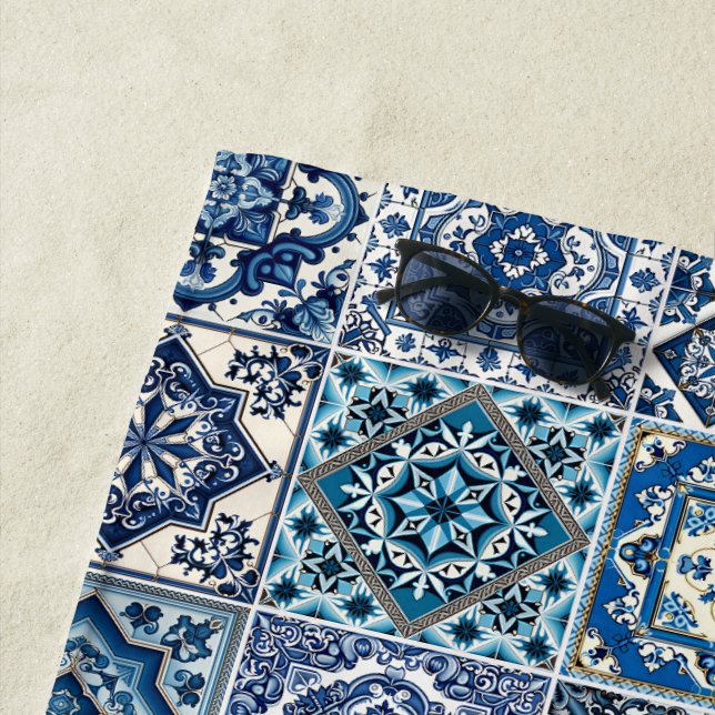 Mittelmeer-Fliesen, Portugal, Azulejo, Majolica Strandtuch (Beispiel)