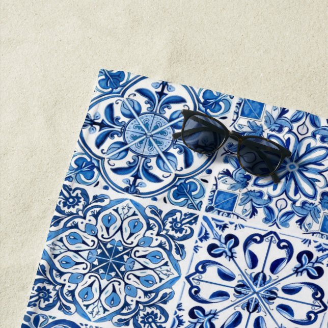 Mittelmeer-Fliesen, Portugal, Azulejo, Majolica Strandtuch (Beispiel)