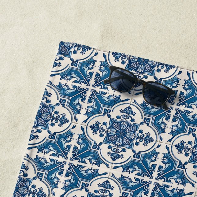 Mittelmeer-Fliesen, Portugal, Azulejo, Majolica Strandtuch (Beispiel)