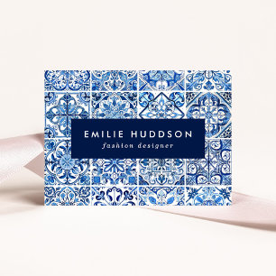 Mittelmeer-Fliesen, Portugal, Azulejo, Majolica Visitenkarte