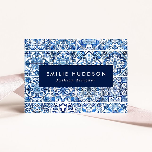 Mittelmeer-Fliesen, Portugal, Azulejo, Majolica Visitenkarte (Von Creator hochgeladen)