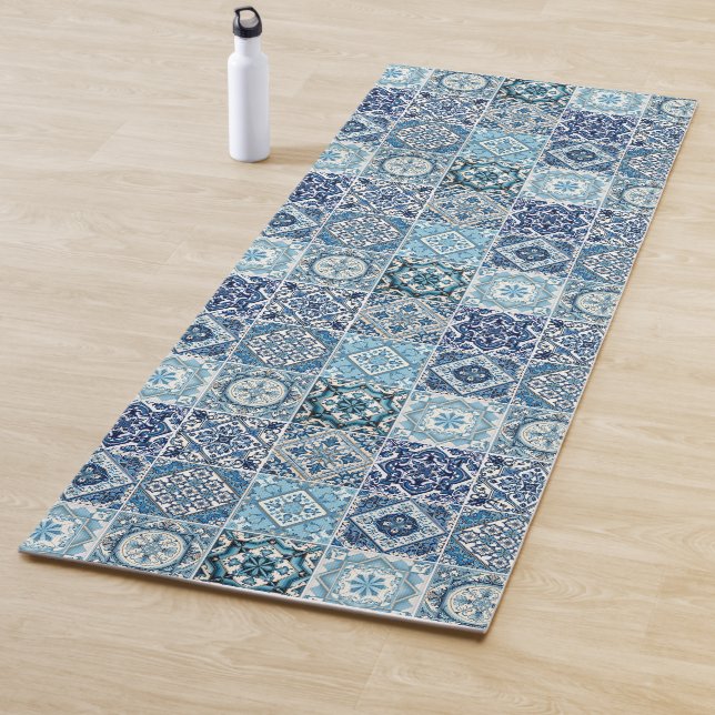 Mittelmeer-Fliesen, Portugal, Azulejo, Majolica Yogamatte (Beispiel)