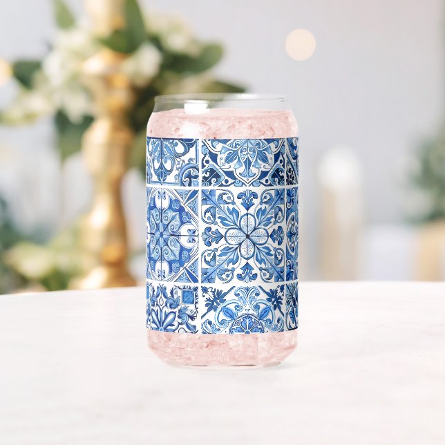 Mittelmeer-Fliesen, Portugiesisch, Azulejo, Majoli Dosenglas (Insitu (Hochzeit))