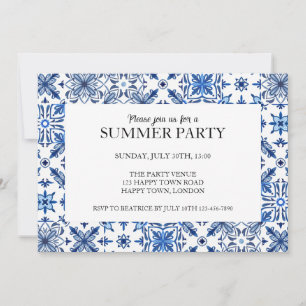 Mittelmeer-Fliesenrahmen Sommergebirge Party Einladung