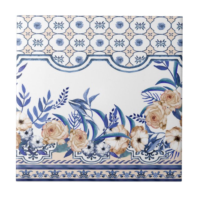 Mittelmeer Floral  Fliese (Vorderseite)