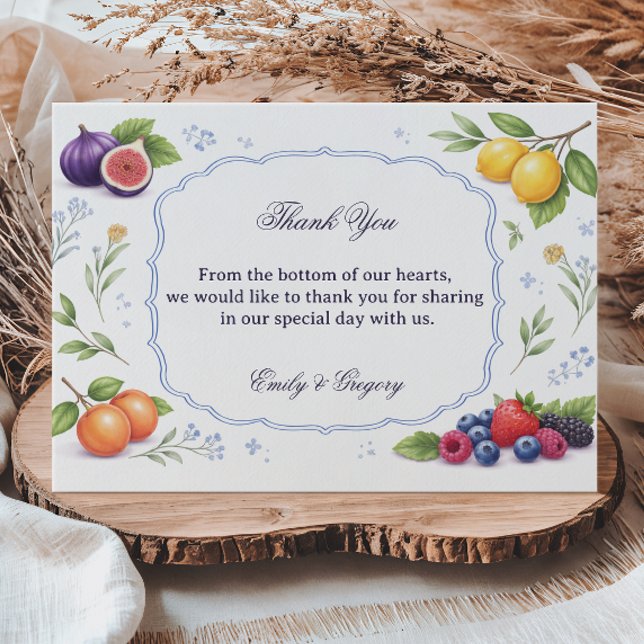 Mittelmeer-Frucht-Blumen-Design Dankeskarte (Von Creator hochgeladen)