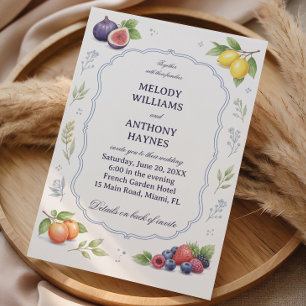 Mittelmeer-Frucht-Blumen-Elegantes Hochzeit Einladung