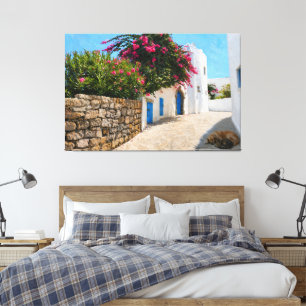 Mittelmeer-Gasse große gespannte Leinwand-Kunst Leinwanddruck