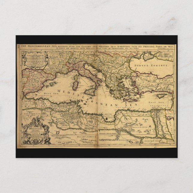 Mittelmeer geteilt in seinen Hauptteil Postkarte (Vorderseite)