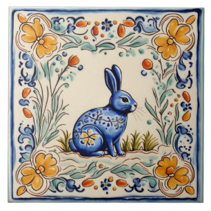 Mittelmeer-Hasen-Kaninchen-Volkskunst-Tierkunst Fliese