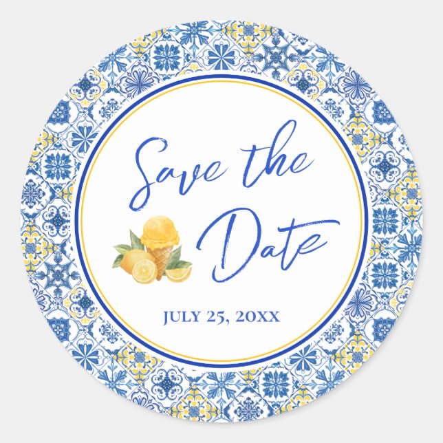 Mittelmeer-Hochzeit Save The Date-Umschlag-Siegel Runder Aufkleber (Vorderseite)
