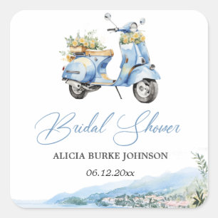 Mittelmeer Italien Amalfi Vespa Brautparty Quadratischer Aufkleber