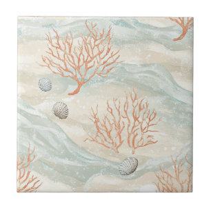 Mittelmeer Korallenblau Orange Sandbraun Fliese