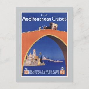 Mittelmeer Kreuzfahrtschifflinie Vintage-Reisen Postkarte
