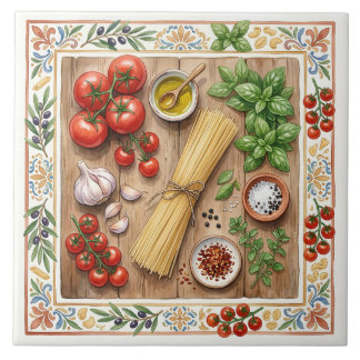 Mittelmeer-Küche Italienische Pasta-Zutaten Fliese