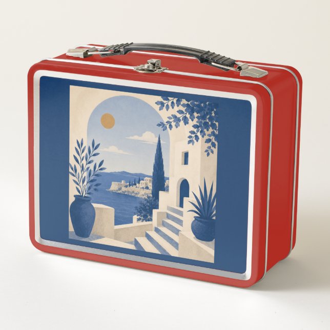 Mittelmeer-Küstenbogen Navy Blau Lunchbox (Vorderseite)