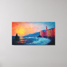 Mittelmeer-Küstenort-Leinwandbild Leinwanddruck