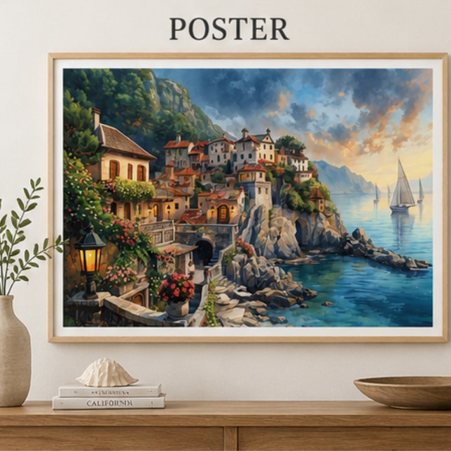 Mittelmeer-Küstenortplakat Poster (Von Creator hochgeladen)