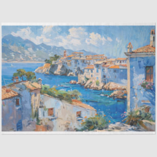 Mittelmeer-Küstenstadt Impressionistischer Dekoupa Seidenpapier