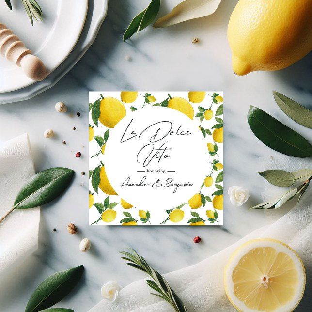 Mittelmeer La Dolce Vita Lemon Hochzeit Geschenkanhänger (Mediterranean La Dolce Vita Lemon-Themed Wedding Favor Tags)
