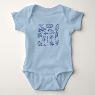 Mittelmeer-Lebensumriss Baby Strampler
