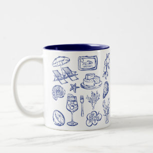 Mittelmeer-Lebensumriss Zweifarbige Tasse