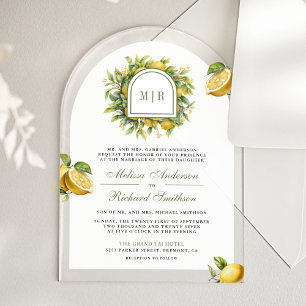 Mittelmeer-Lemon-Hochzeit Acryleinladungen