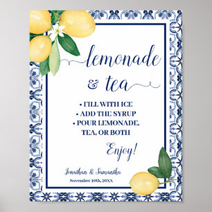 Mittelmeer-Limonade- und Teebar-Hochzeitsbrause Poster