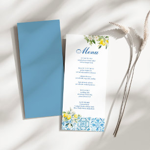Mittelmeer-Limonenblaue Fliesen-Hochzeit Menükarte