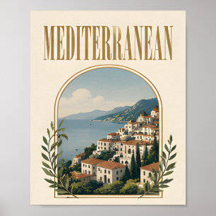 Mittelmeer Luxus-Küsten-Editorial-Grafik Poster