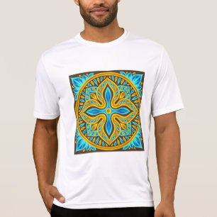 Mittelmeer-marokkanisches Fliesenmuster Blau und G T-Shirt