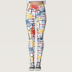 Mittelmeer-Meeresfrüchte-Markt-Muster (1) Leggings