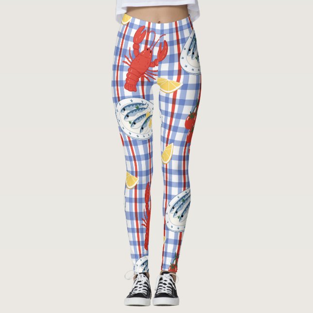 Mittelmeer-Meeresfrüchte-Markt-Muster (3) Leggings (Vorderseite)