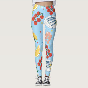 Mittelmeer-Meeresfrüchte-Markt-Muster (5) Leggings