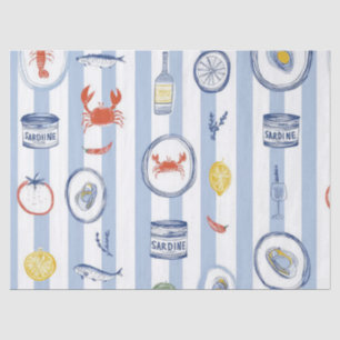 Mittelmeer-Meeresfrüchte-Sardine-Blue-Stripe-Muste Seidenpapier