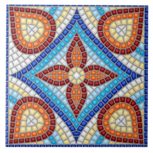 Mittelmeer-Mosaik-Blumenmuster Fliese