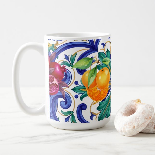 Mittelmeer-Mosaik-Zitrusfrucht  Kaffeetasse (Mit Donut)