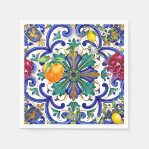 Mittelmeer-Mosaik-Zitrusfrucht Serviette