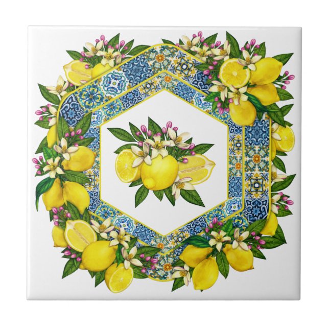 Mittelmeer-Muster Farbe 5 Keramik Tile Fliese (Vorderseite)