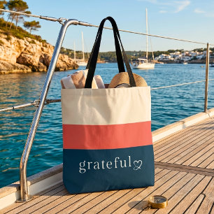 Mittelmeer-Navy-Korallen-Gratitude-Tasche mit Stre