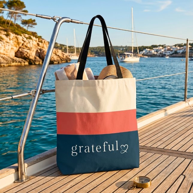 Mittelmeer-Navy-Korallen-Gratitude-Tasche mit Stre (Von Creator hochgeladen)