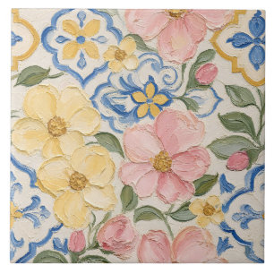 Mittelmeer-Ölfarben-Blumenfliesenmuster Fliese