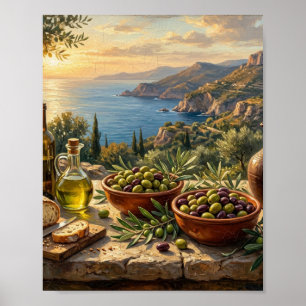 Mittelmeer Olivenhain Erntetisch II Poster