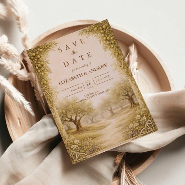 Mittelmeer-Olivenhain-Landhochzeit Save The Date (Von Creator hochgeladen)
