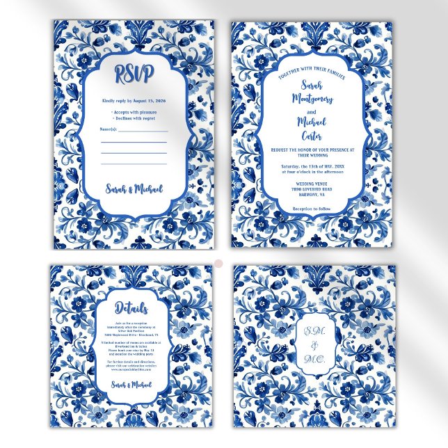 Mittelmeer Portugiesische Blaue Fliese  Save The Date (historic art,vintage,handpainted,blue,azulejos,portuguese,,azulejos tiles,lisbon,mediterrane)