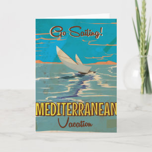 Mittelmeer-Reiseplakat im Vintage-Stil Feiertagskarte