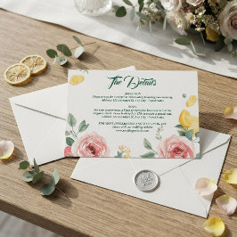 Mittelmeer-Rosé-Rose & Zitronen-Hochzeitseinschlus RSVP Karte