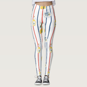 Mittelmeer-Sardinen und Zitronen Muster Leggings