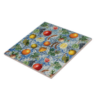 Mittelmeer-Sommerfrüchte & Blau-Weiß-Mosaik Fliese