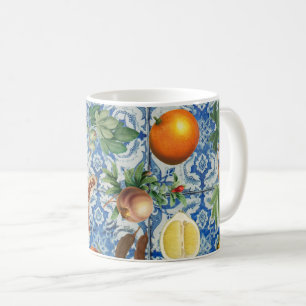 Mittelmeer-Sommerfrüchte & Blau-Weiß-Mosaik  Kaffeetasse